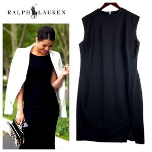 Ralph Lauren 18W 1X Dress Shift Sheath Black Slvlss Career Holiday Party